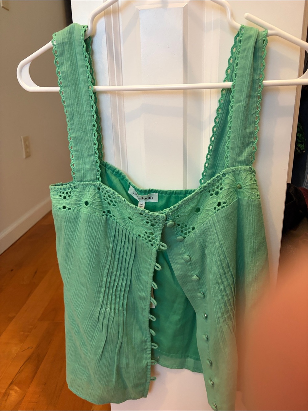Heartloom Mint Green Eyelet Cotton Camisole medium nwt